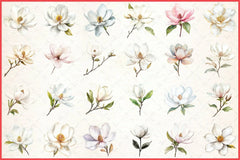 White Magnolia Clipart Bundle - CraftNest - Digital Crafting and Art