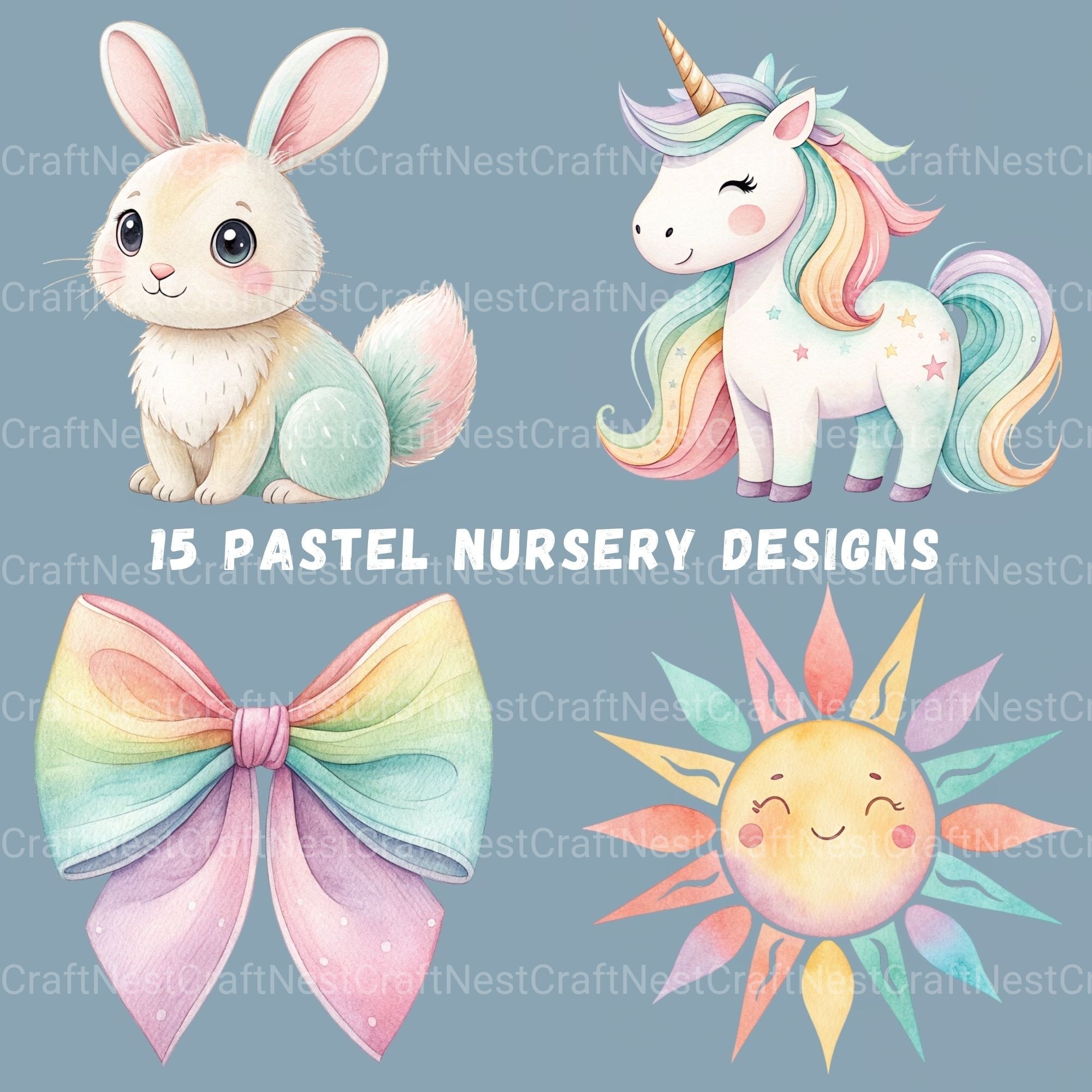 Pastel Nursery Decor Clipart Bundle