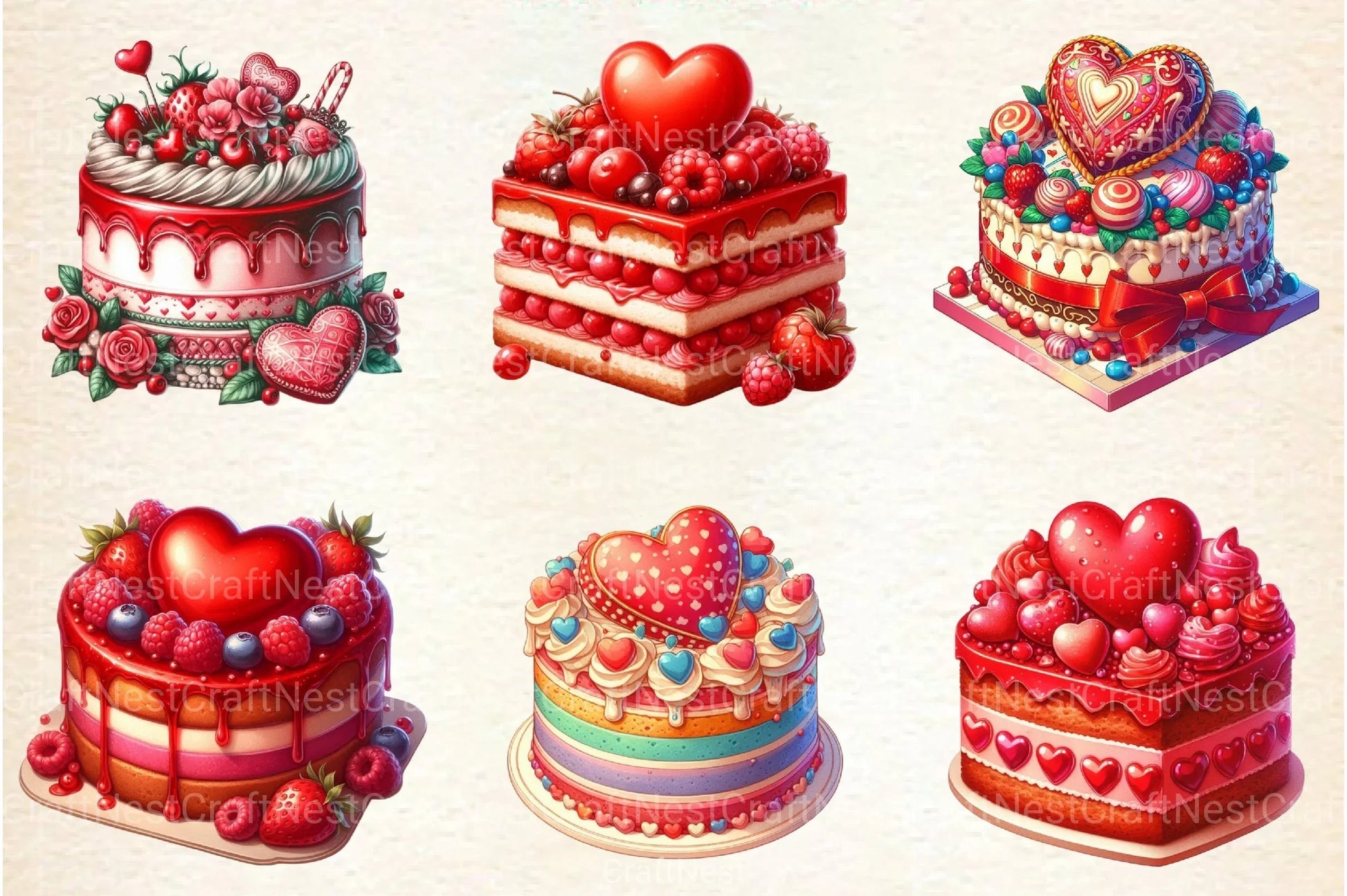 Valentine Cake Clipart Bundle 121 - CraftNest - Digital Crafting and Art