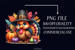 Autumn Turkey Clipart Bundle - CraftNest - Digital Crafting and Art