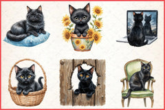 Black Cat Peeking Clipart Bundle 5 - CraftNest - Digital Crafting and Art