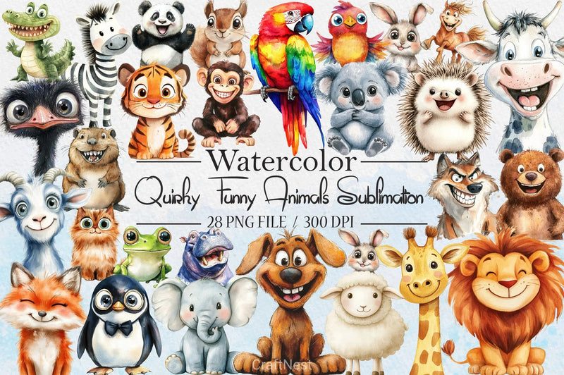Quirky Funny Animals Clipart Bundle - CraftNest - Digital Crafting and Art