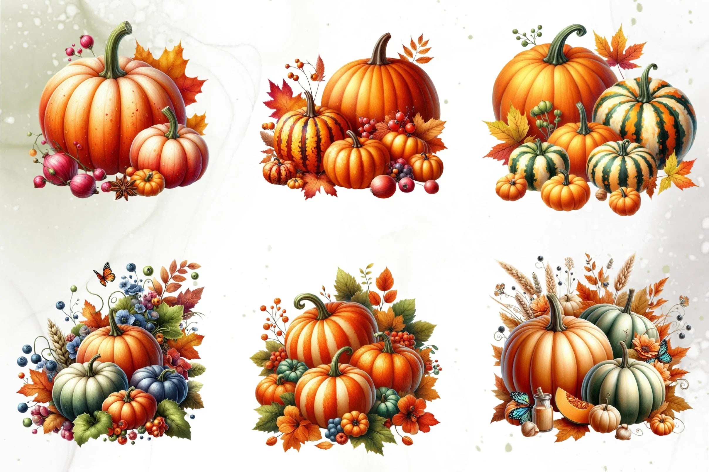 Pumpkin Flower Clipart Bundle - CraftNest - Digital Crafting and Art