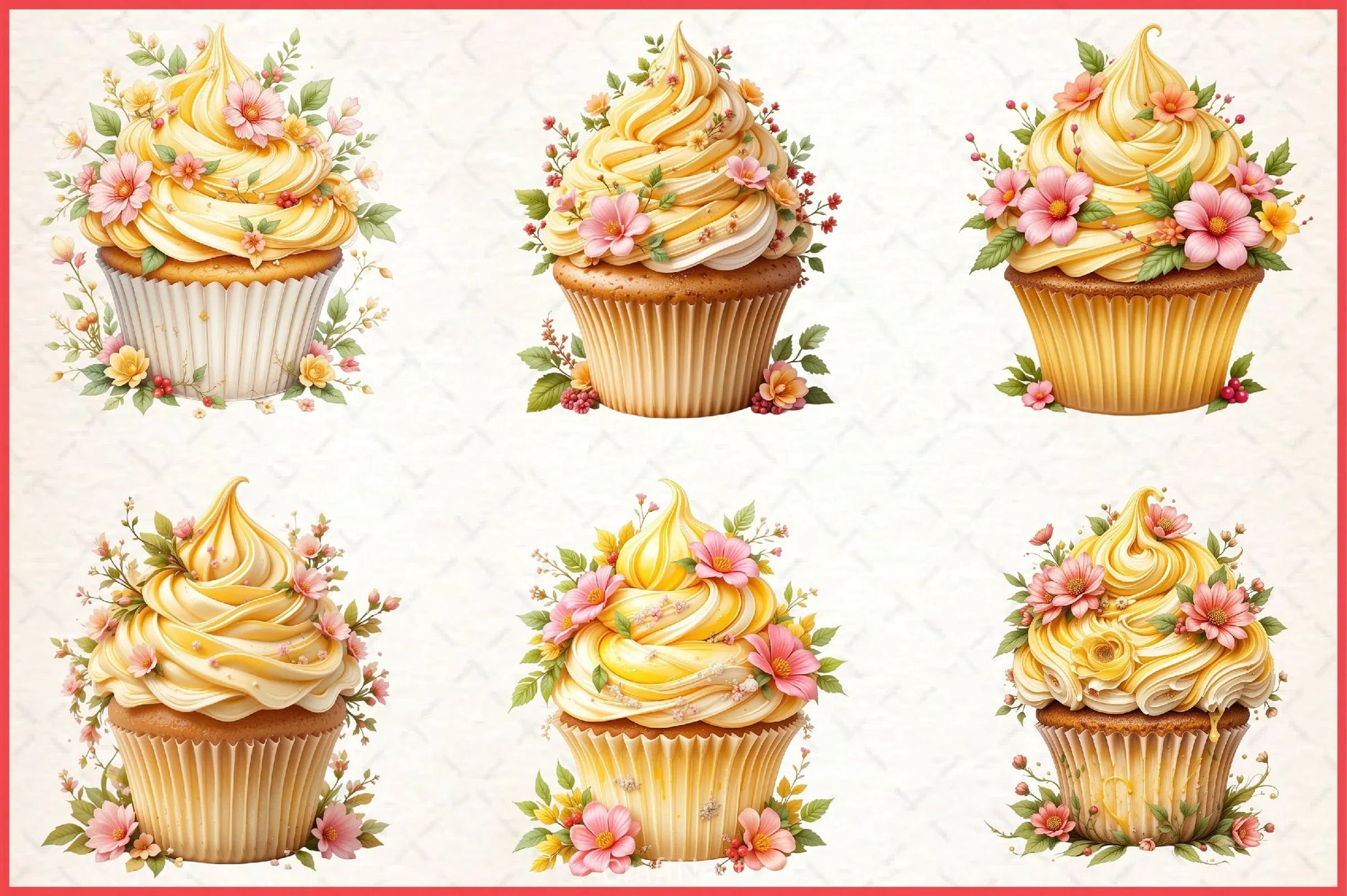 Floral Cupcake Clipart Bundle - CraftNest - Digital Crafting and Art