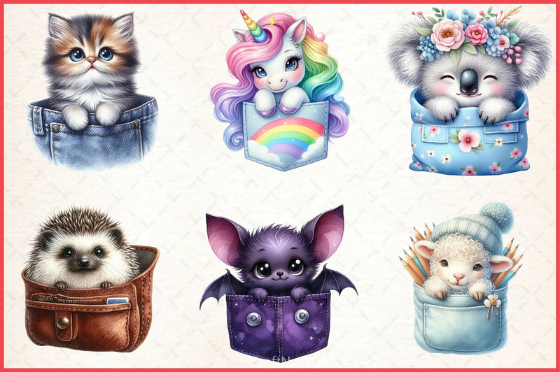 Peeking Animals Pocket Clipart Bundle - CraftNest - Digital Crafting and Art