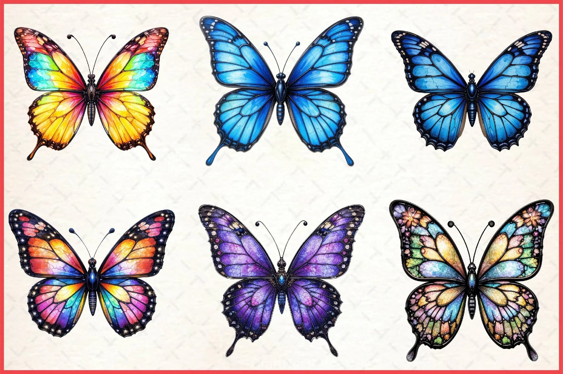 Colorful Butterfly Stained Glass Clipart Bundle - CraftNest - Digital Crafting and Art
