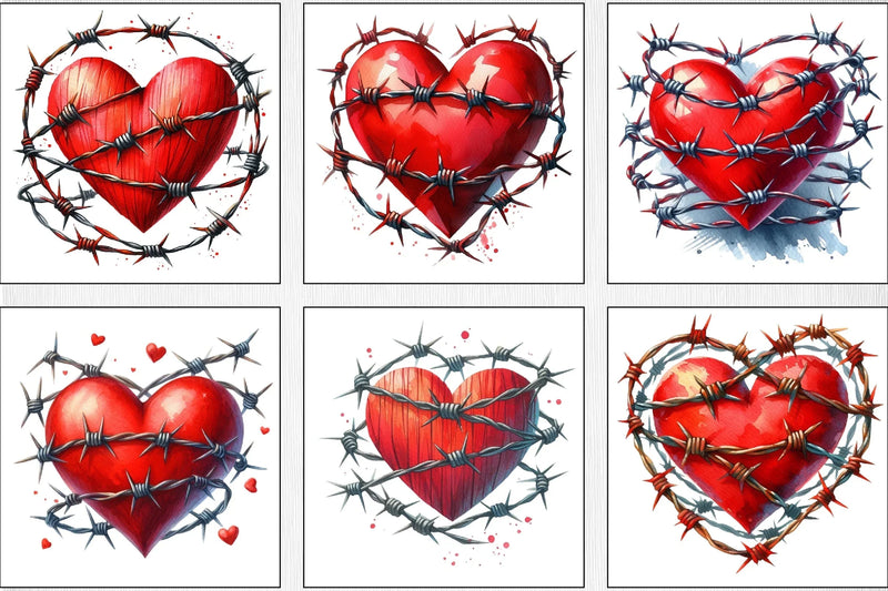 Valentine Barbed Wire Heart Clipart Bundle - CraftNest - Digital Crafting and Art