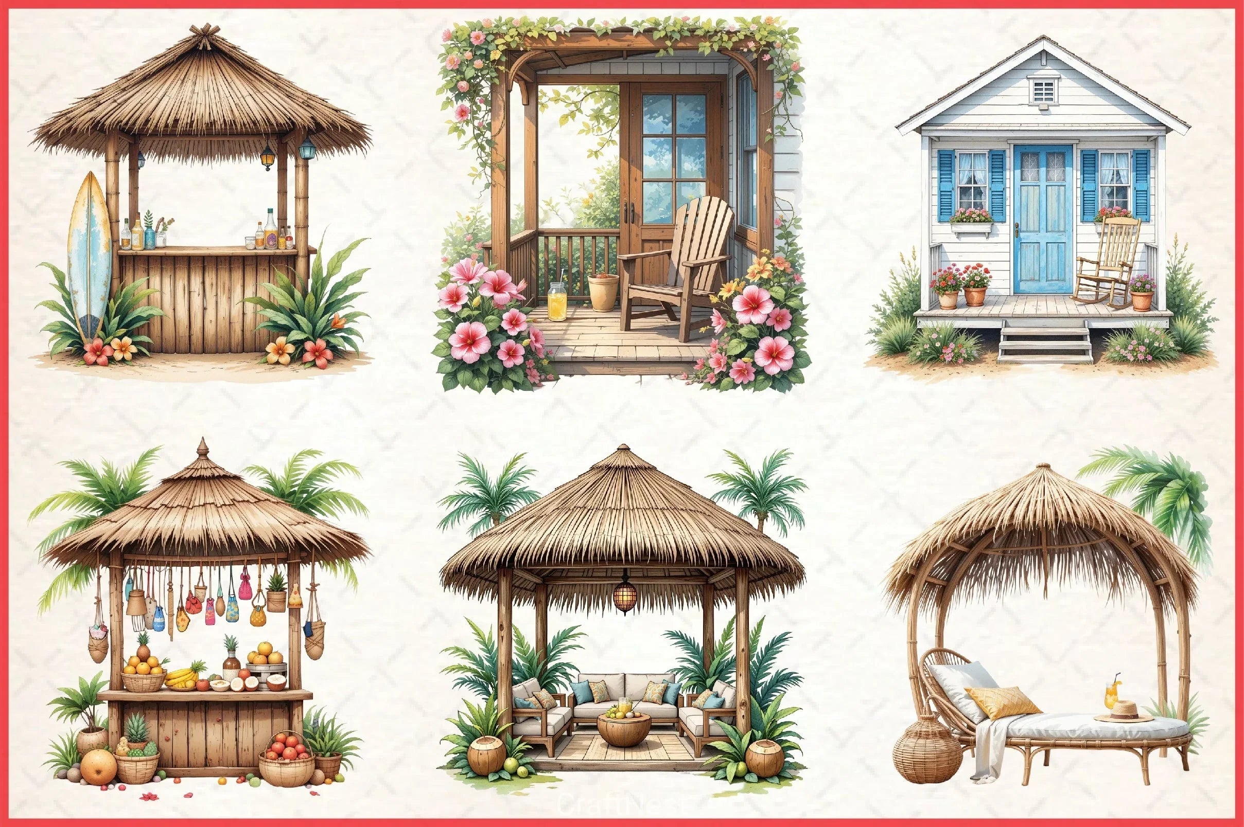 Cute Beach Nook Clipart Bundle - CraftNest - Digital Crafting and Art
