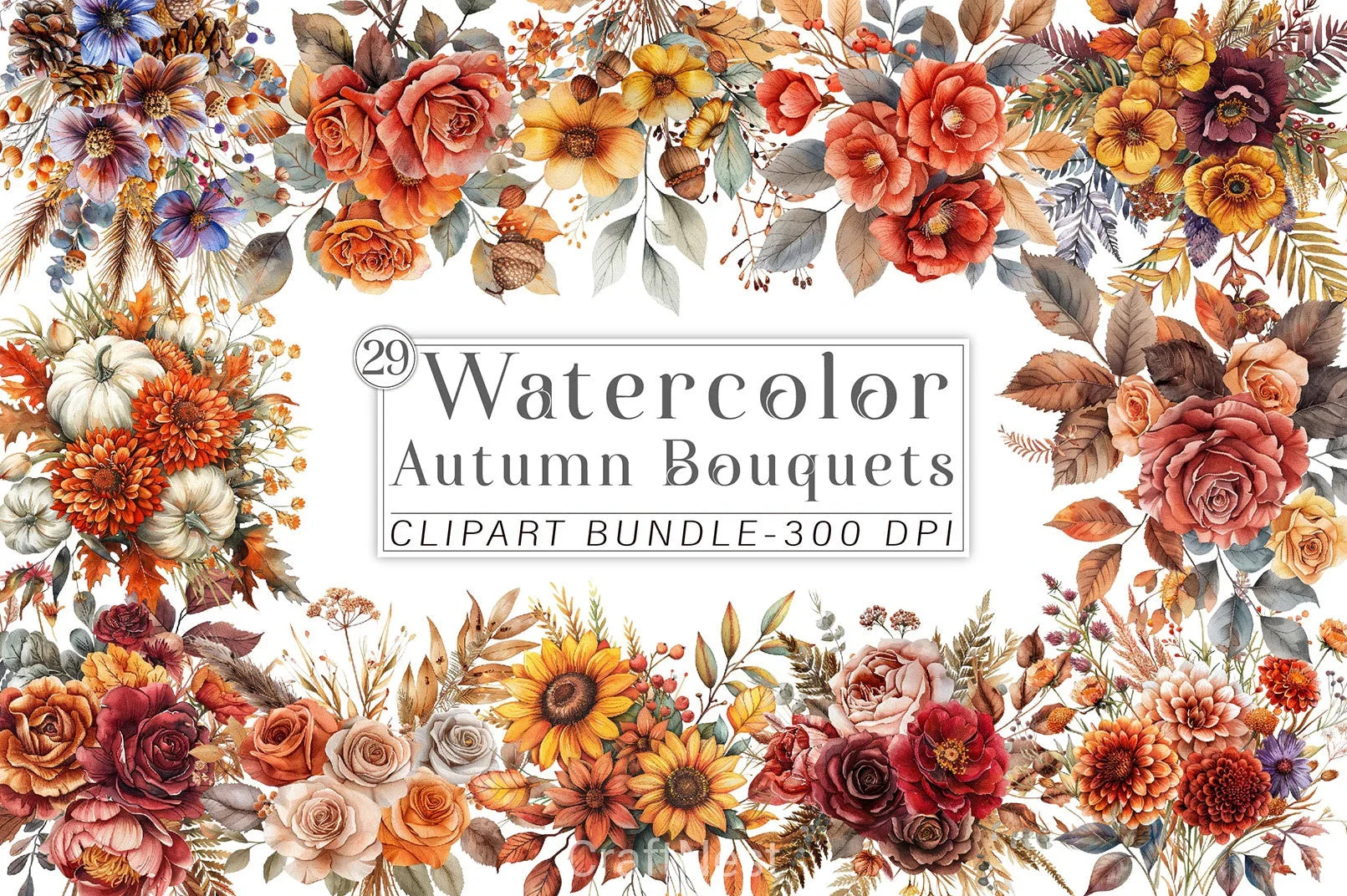 Autumn Bouquets Clipart Bundle - CraftNest - Digital Crafting and Art