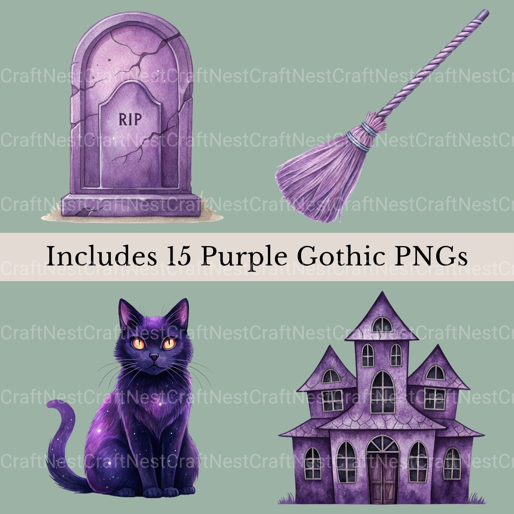 Halloween Purple Clipart Bundle