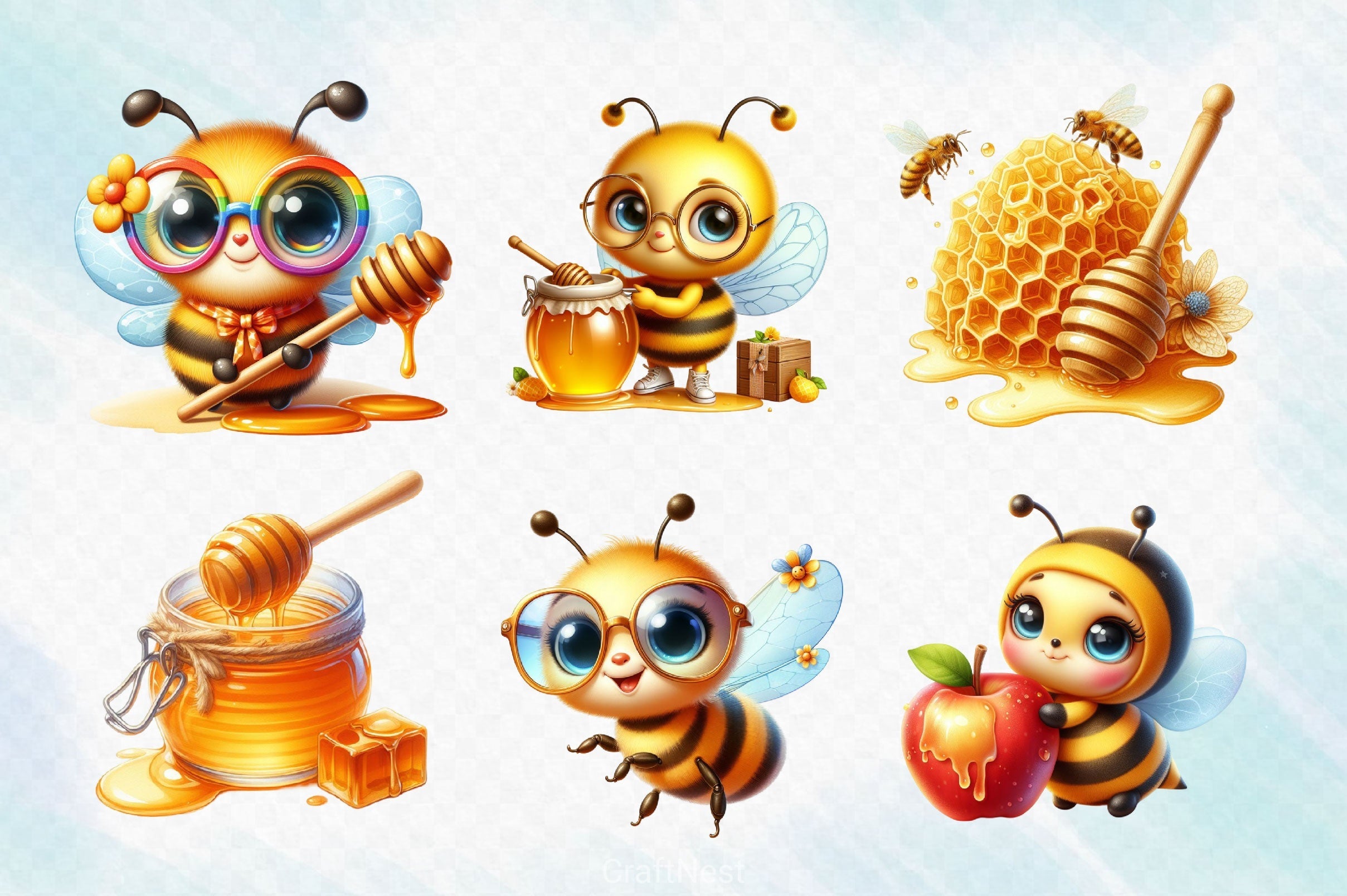 Sweet Honey Bee Clipart Bundle