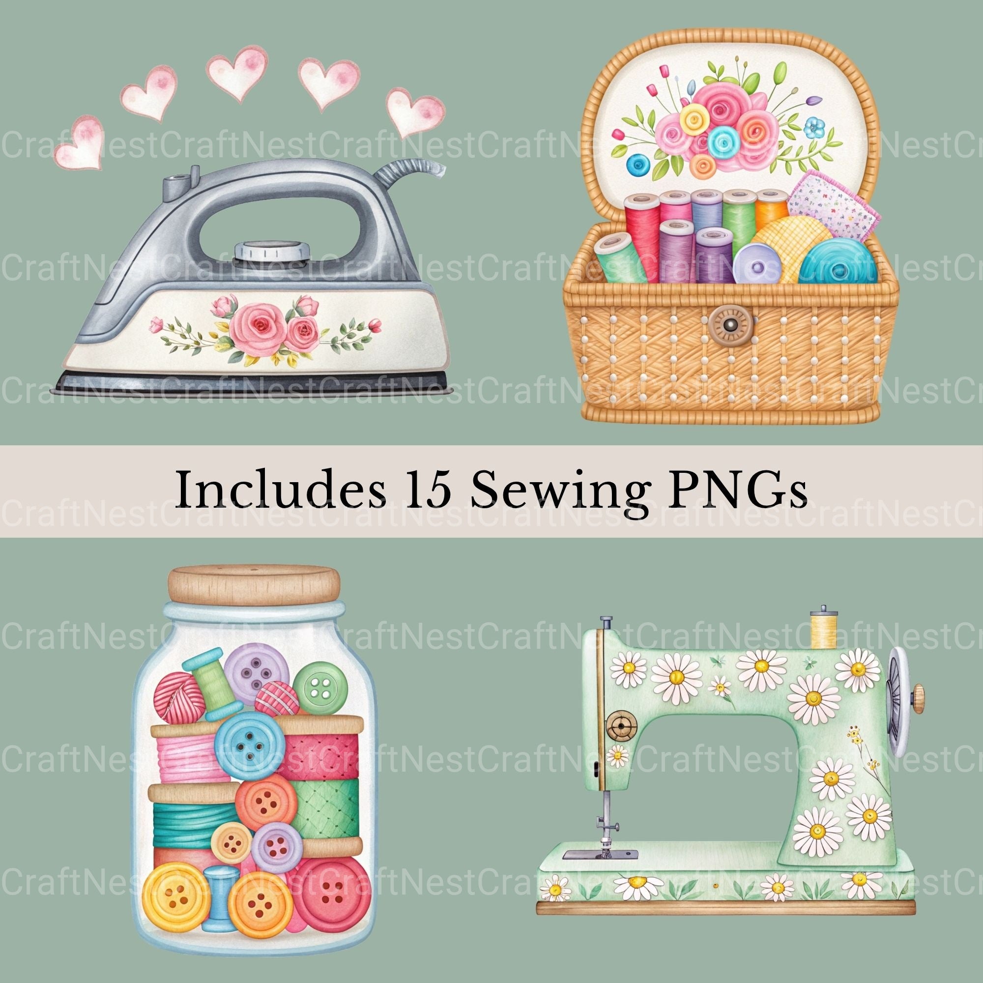 Sewing Whimsical Clipart Bundle