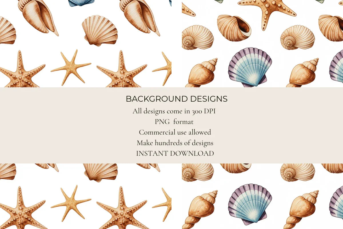 Seashell Vibes Seamless Papers - CraftNest - Digital Crafting and Art
