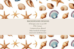 Seashell Vibes Seamless Papers - CraftNest - Digital Crafting and Art