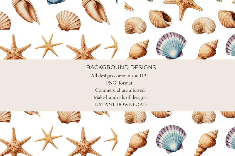 Seashell Vibes Seamless Papers - CraftNest - Digital Crafting and Art