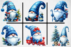 Blue Christmas Gnomes Clipart Bundle - CraftNest - Digital Crafting and Art