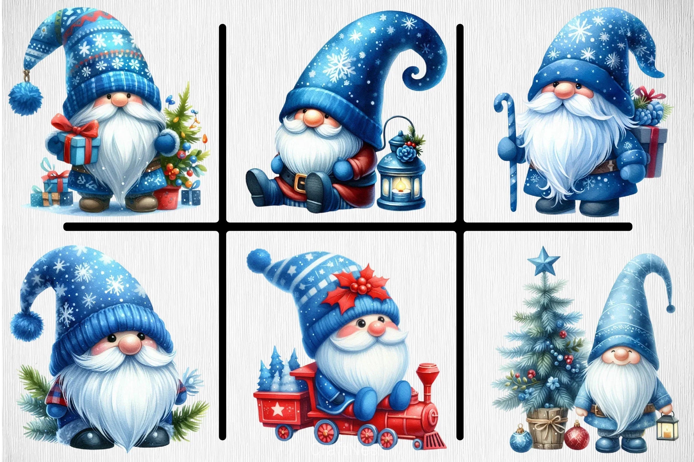 Blue Christmas Gnomes Clipart Bundle - CraftNest - Digital Crafting and Art