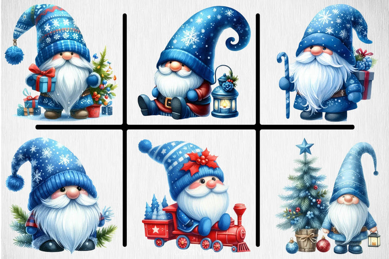 Blue Christmas Gnomes Clipart Bundle - CraftNest - Digital Crafting and Art