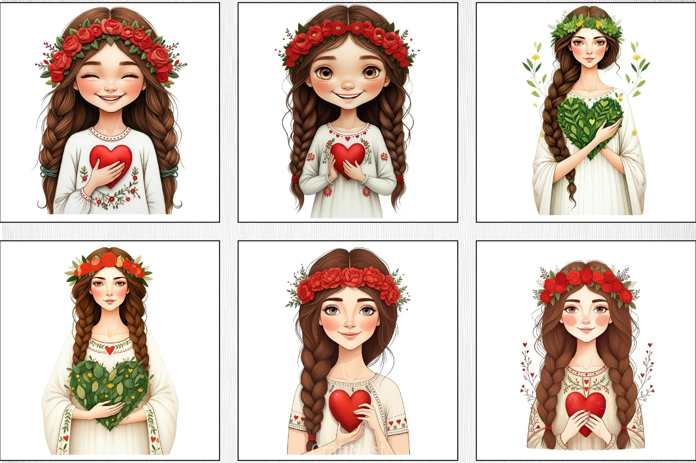 Beautiful Girl Heart Clipart Bundle - CraftNest - Digital Crafting and Art
