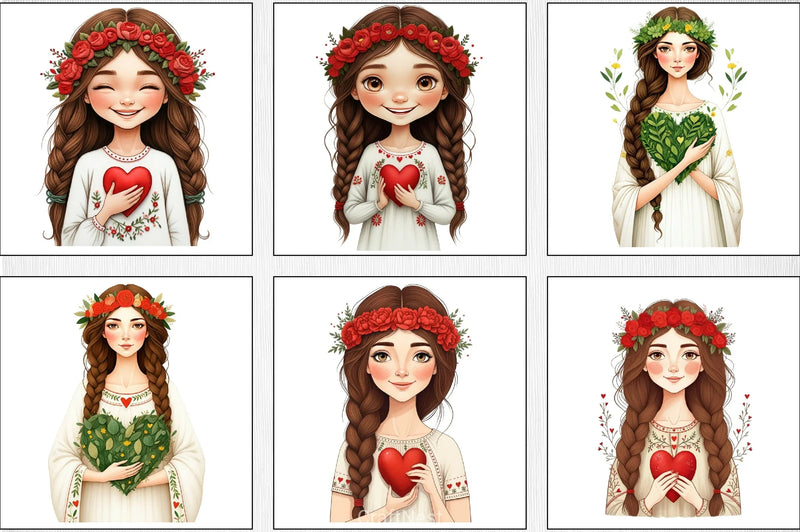 Beautiful Girl Heart Clipart Bundle - CraftNest - Digital Crafting and Art