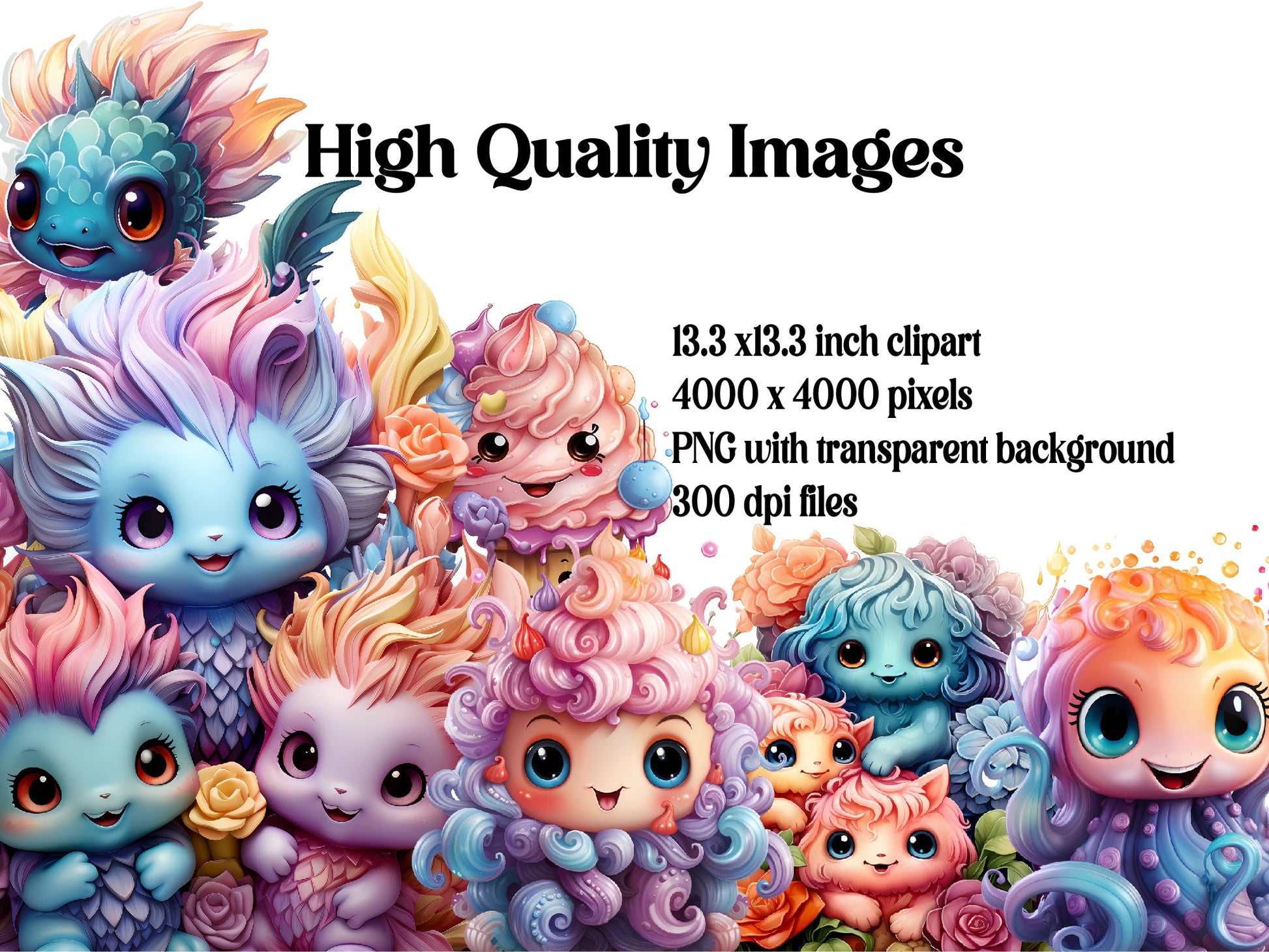 Kawaii Monsters Clipart - CraftNest