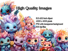 Kawaii Monsters Clipart - CraftNest