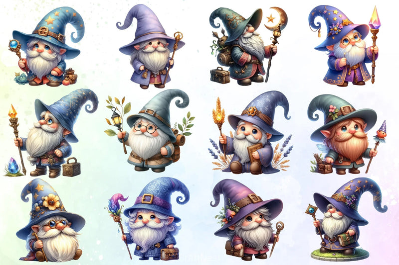 Wizard Gnome Clipart Bundle - CraftNest - Digital Crafting and Art
