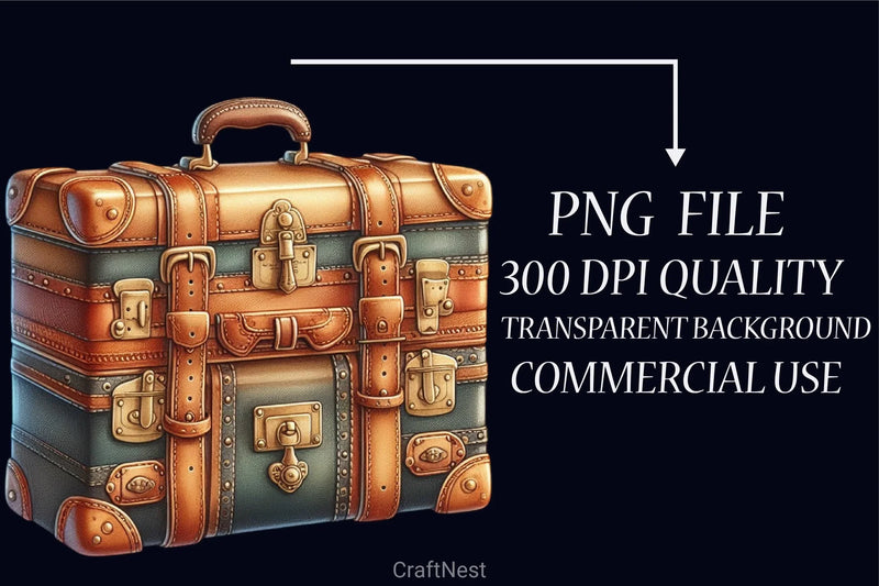Vintage Suitcase Clipart Bundle - CraftNest - Digital Crafting and Art