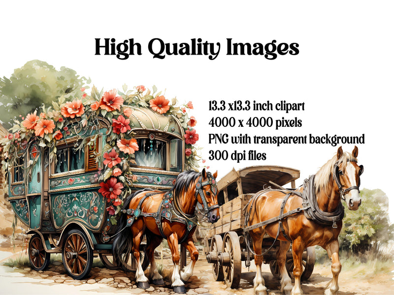 Horses With Trailers Clipart - CraftNest