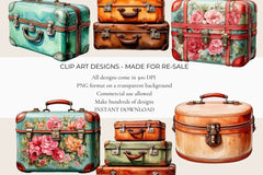 Retro Suitcases Clipart - CraftNest - Digital Crafting and Art