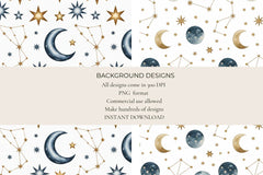 Celestial Gold & Navy Seamless Papers - CraftNest - Digital Crafting and Art