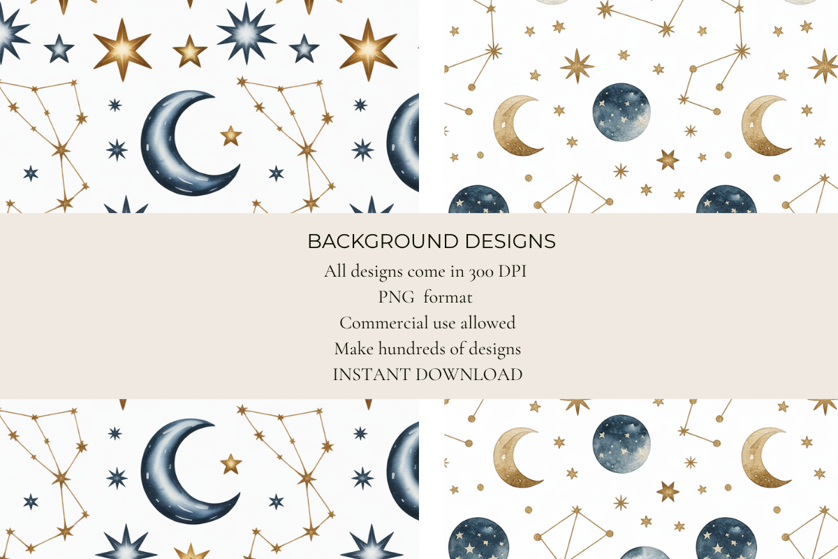 Celestial Gold & Navy Seamless Papers