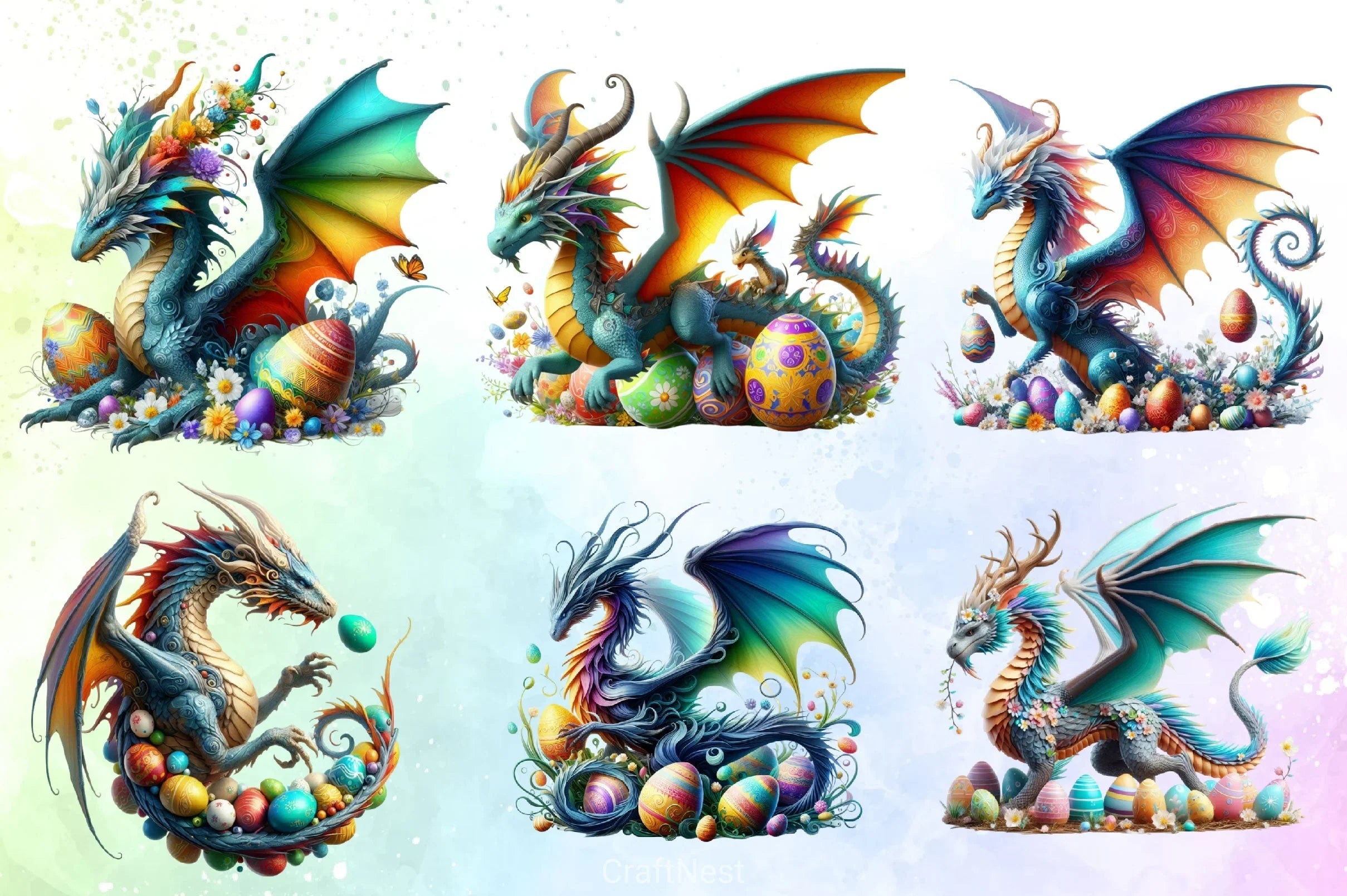 Easter Fantasy Dragon Clipart Bundle - CraftNest - Digital Crafting and Art