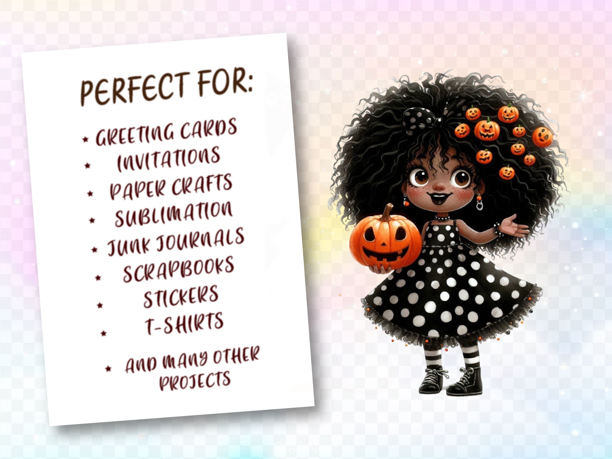 Black Girl Halloween Clipart Bundle 2