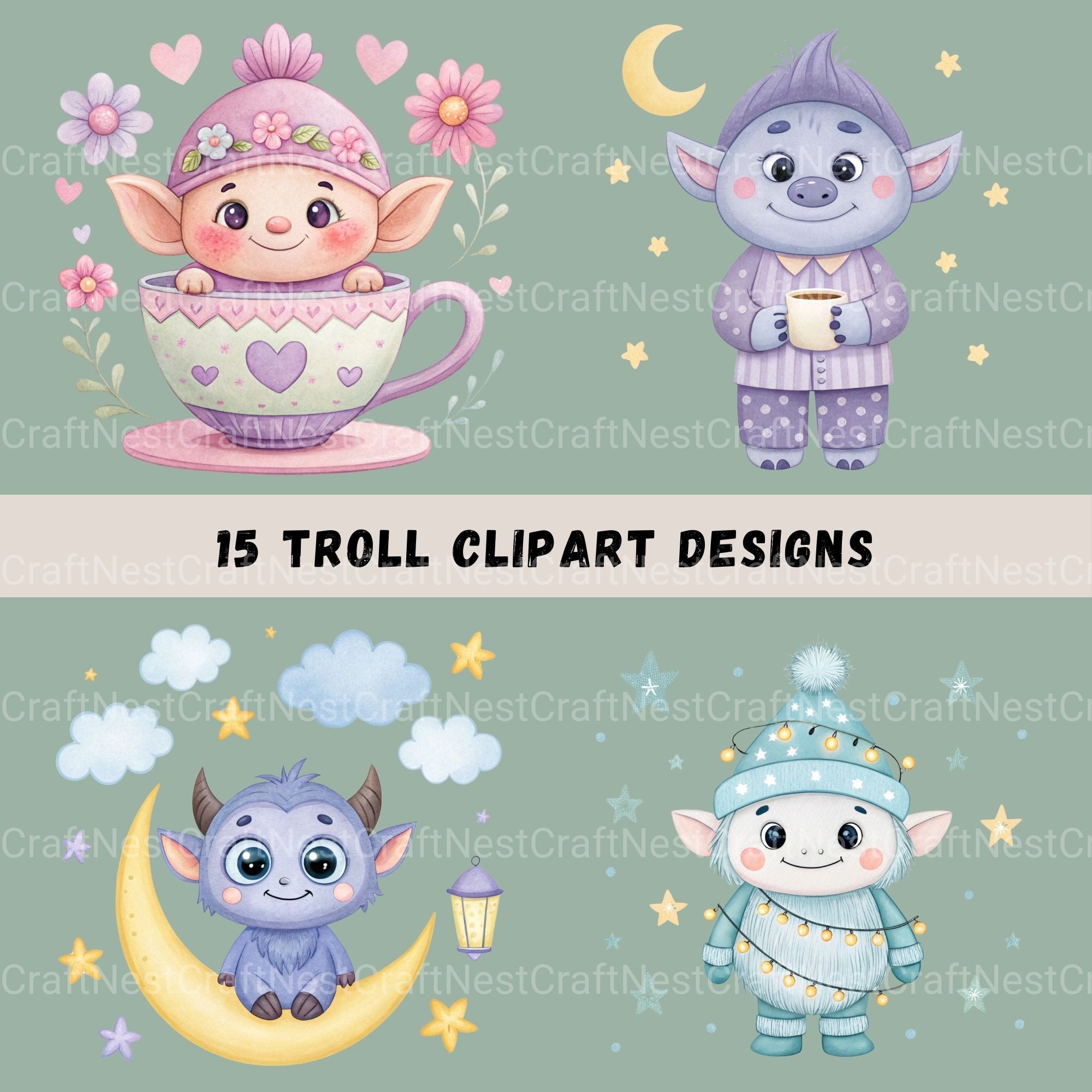 Trolls Updated Clipart Bundle