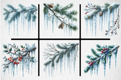 Icicles Branch Clipart Bundle - CraftNest - Digital Crafting and Art