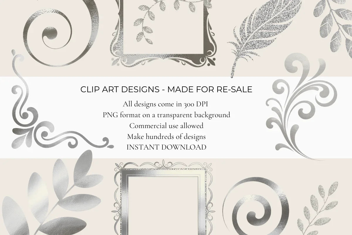 Silver Foil Elements Clipart - CraftNest - Digital Crafting and Art