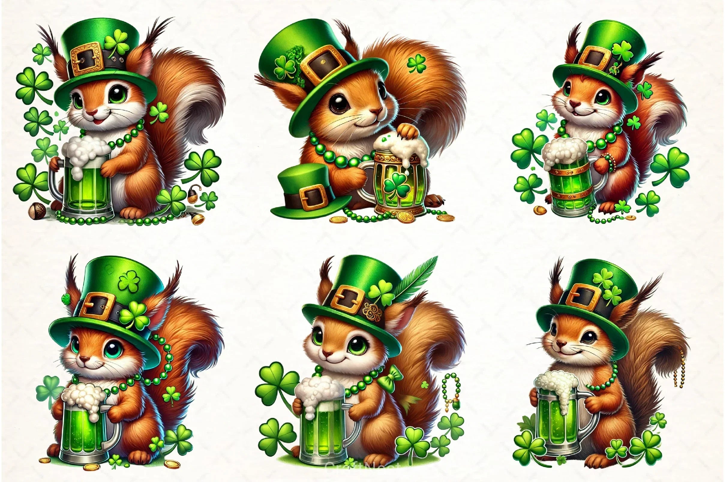 Cute Squirrel St. Patrick's Day Clipart Bundle - CraftNest - Digital Crafting and Art