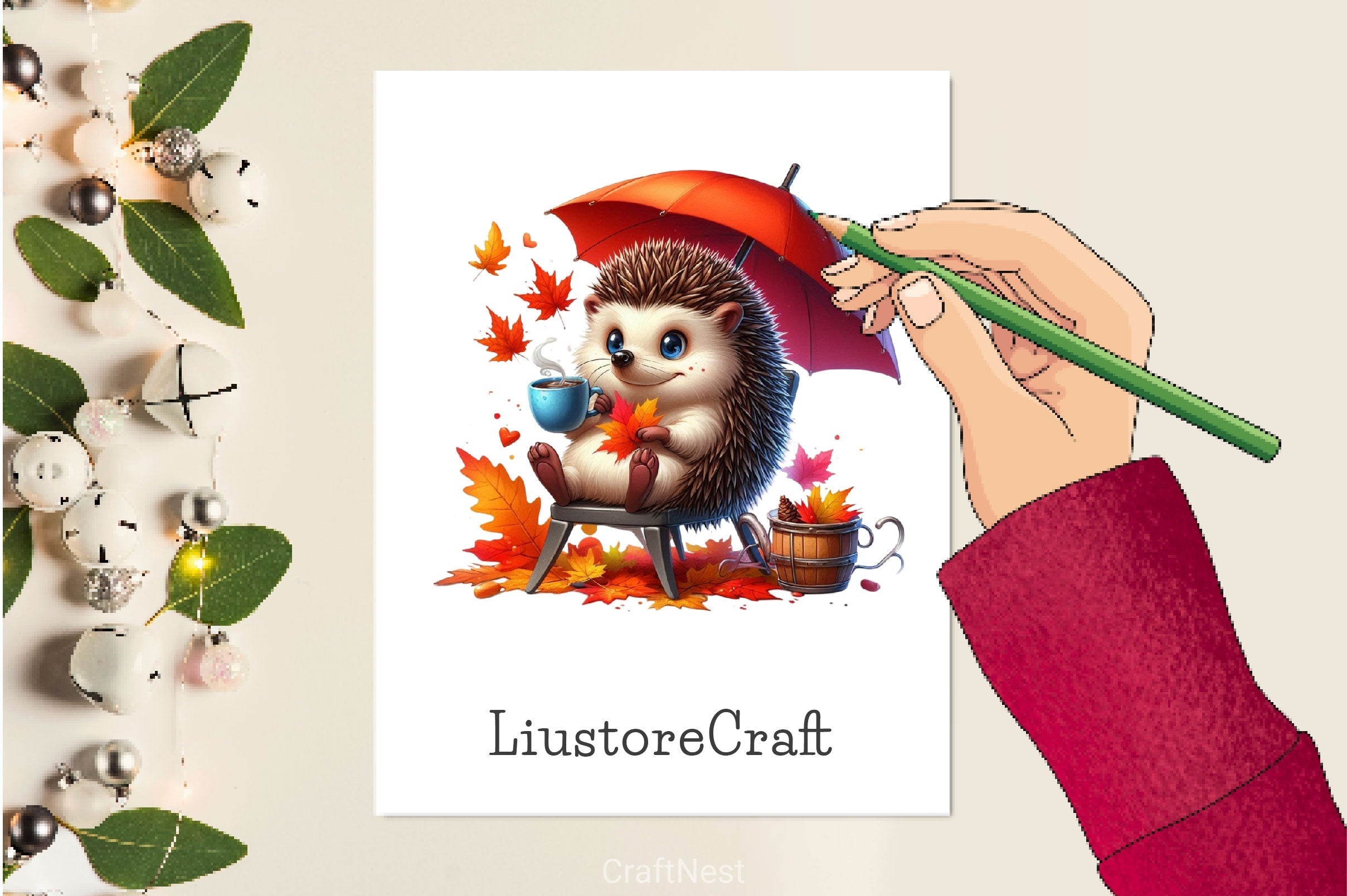 Autumn Funny Hedgehog Clipart Bundle 2
