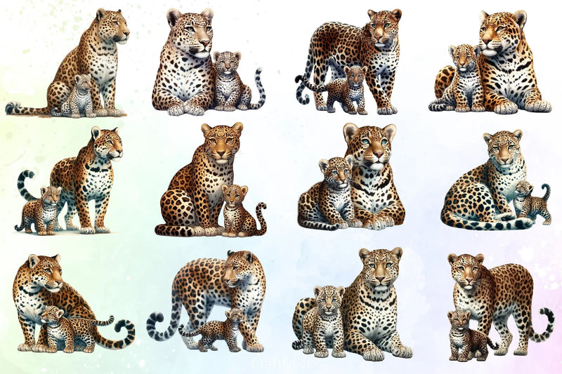 Leopard Mom & Baby Clipart Bundle - CraftNest - Digital Crafting and Art