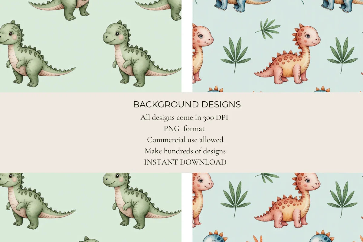 Pastel Dinosaurs Seamless Papers - CraftNest - Digital Crafting and Art