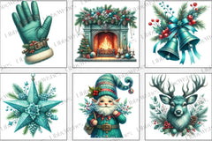 Teal Christmas Clipart Bundle - CraftNest - Digital Crafting and Art