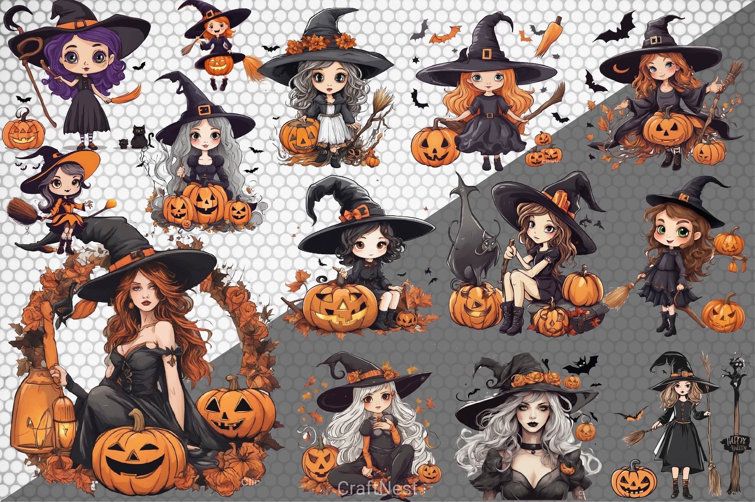 Halloween Witch Clipart Bundle 4
