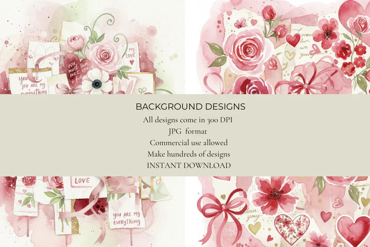 Floral Valentines Junk Journal Papers - CraftNest - Digital Crafting and Art