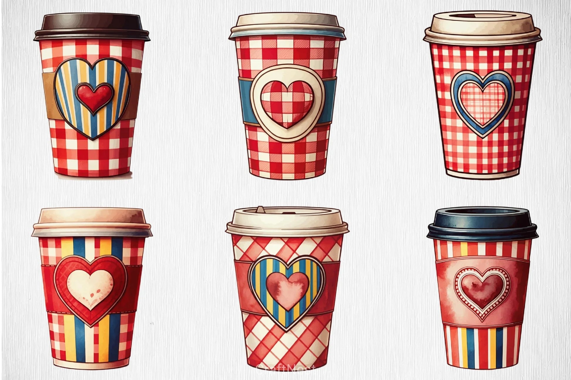 Christmas Plaid Coffee Cup Clipart Bundle - CraftNest - Digital Crafting and Art
