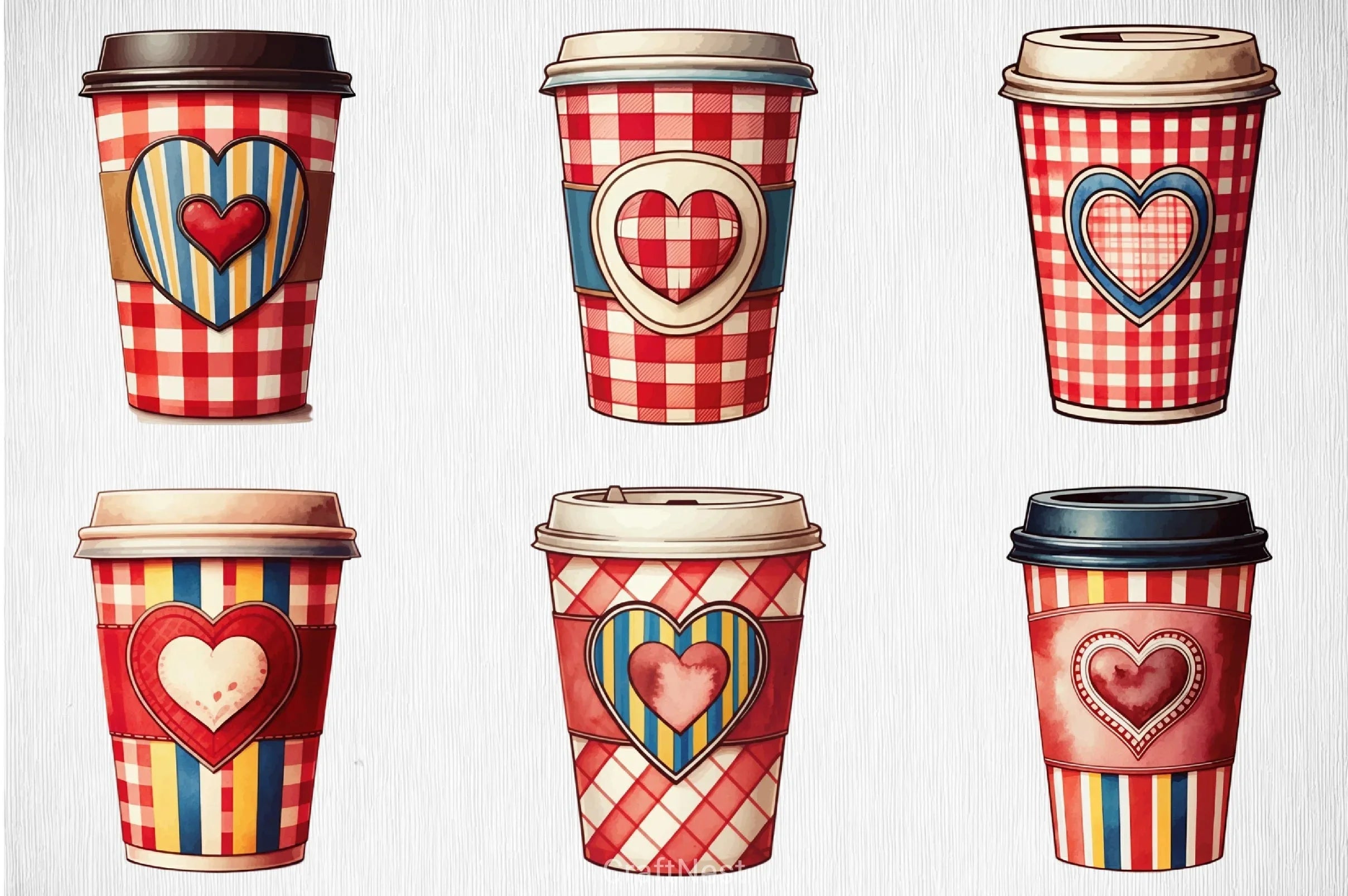 Christmas Plaid Coffee Cup Clipart Bundle - CraftNest - Digital Crafting and Art