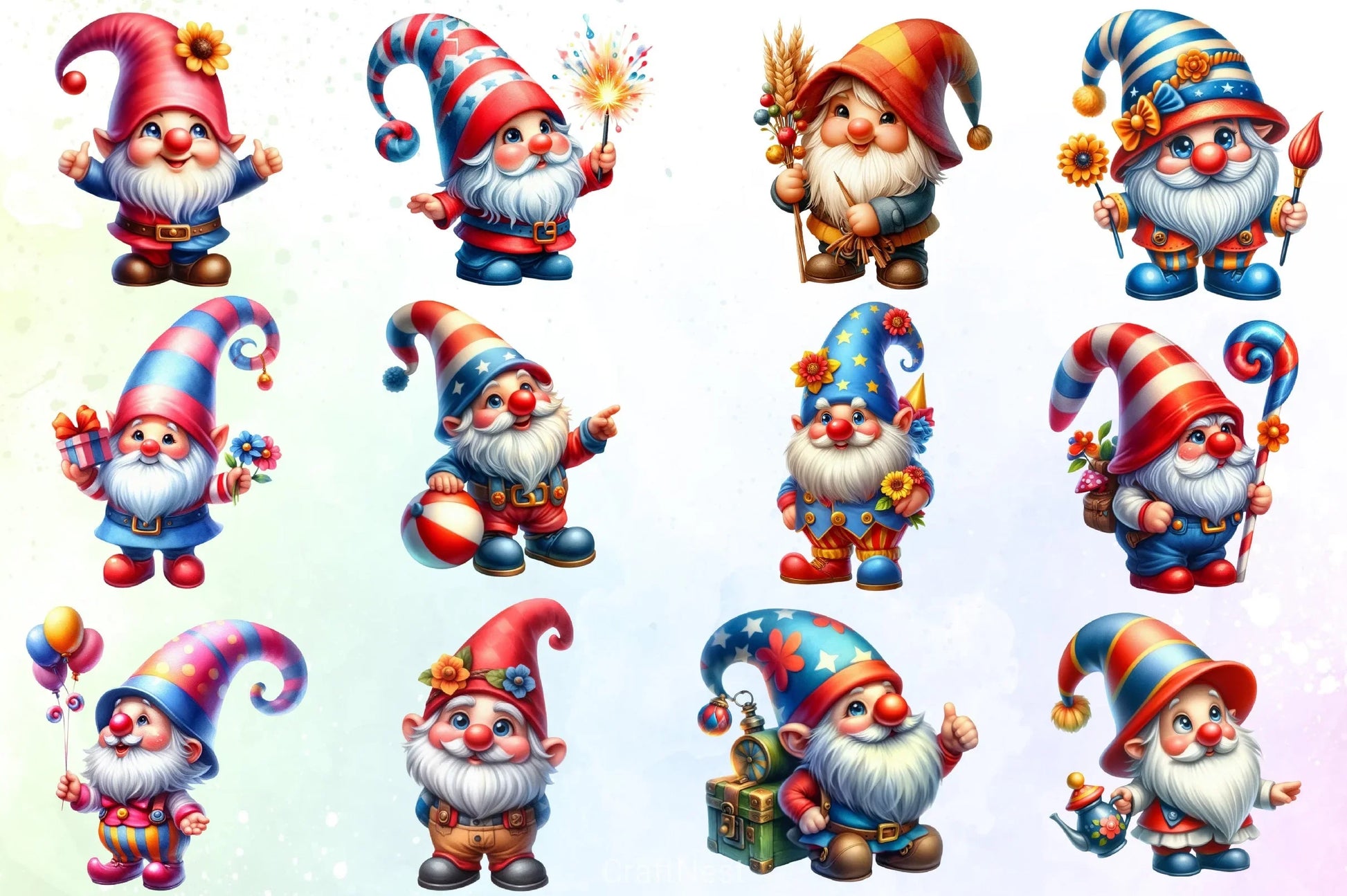 Cute Gnome Clipart Bundle - CraftNest - Digital Crafting and Art