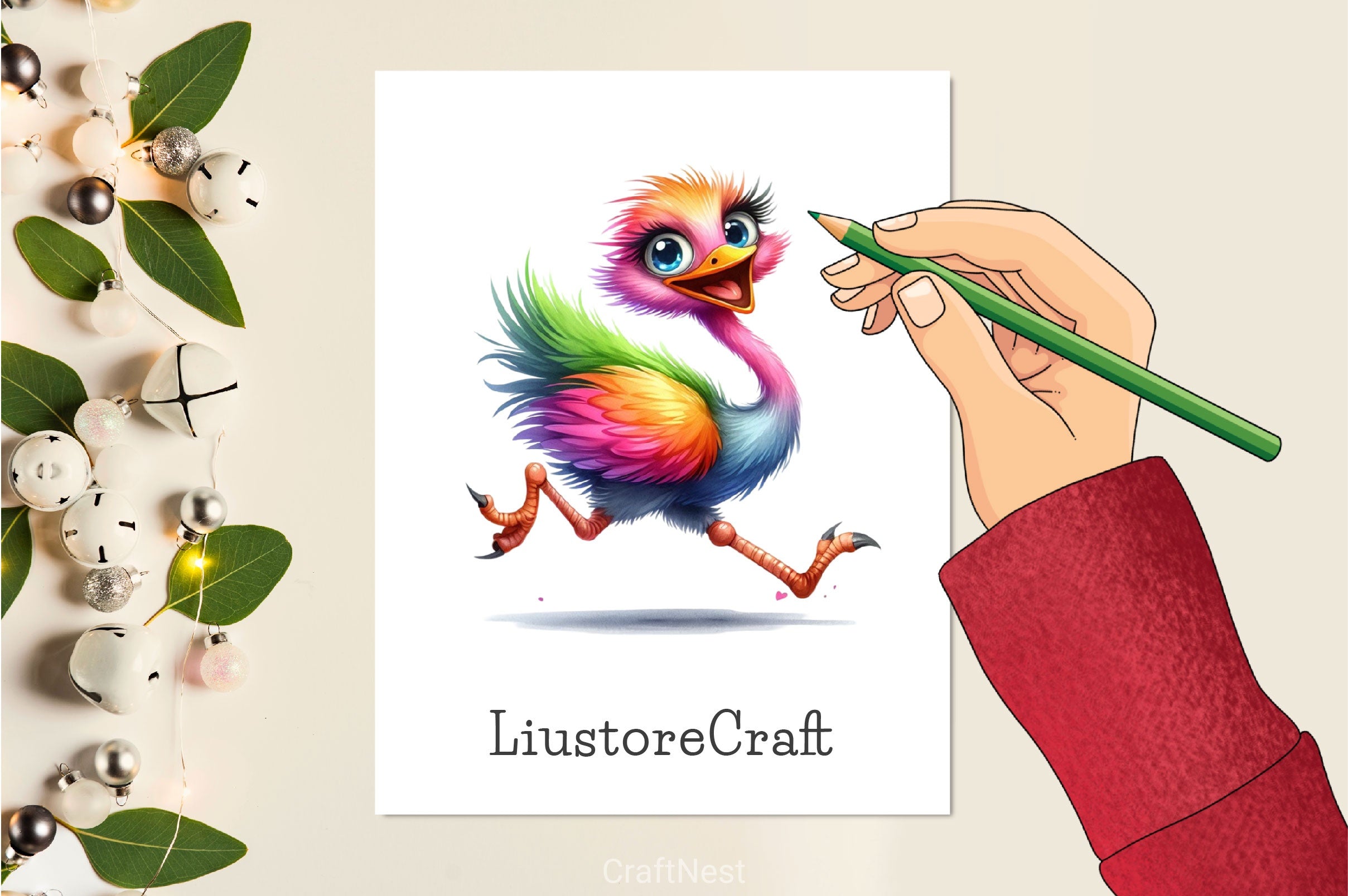 Funny Ostrich Bird Clipart Bundle
