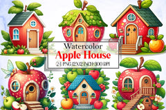 Apple House Clipart Bundle - CraftNest - Digital Crafting and Art