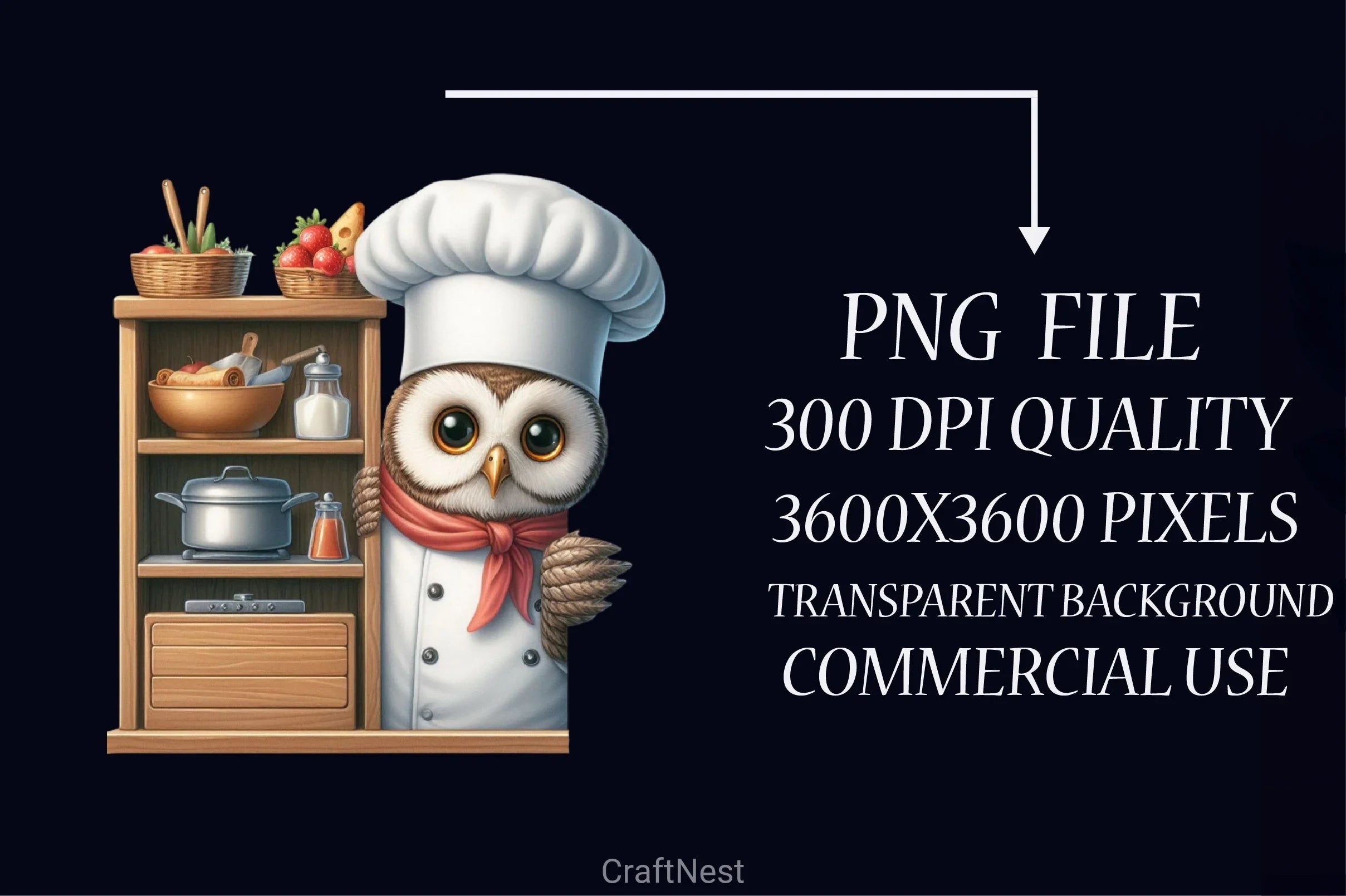 Peeking Chef Owl Clipart Bundle - CraftNest - Digital Crafting and Art
